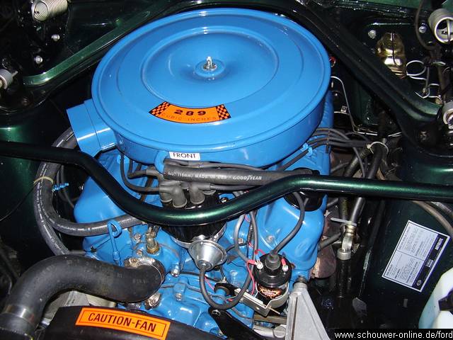 V-8 Ford Mustang 1968 Motorraum 289 V8 